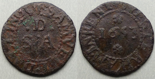 Westerham, Samuell Dalling 1653 farthing N----